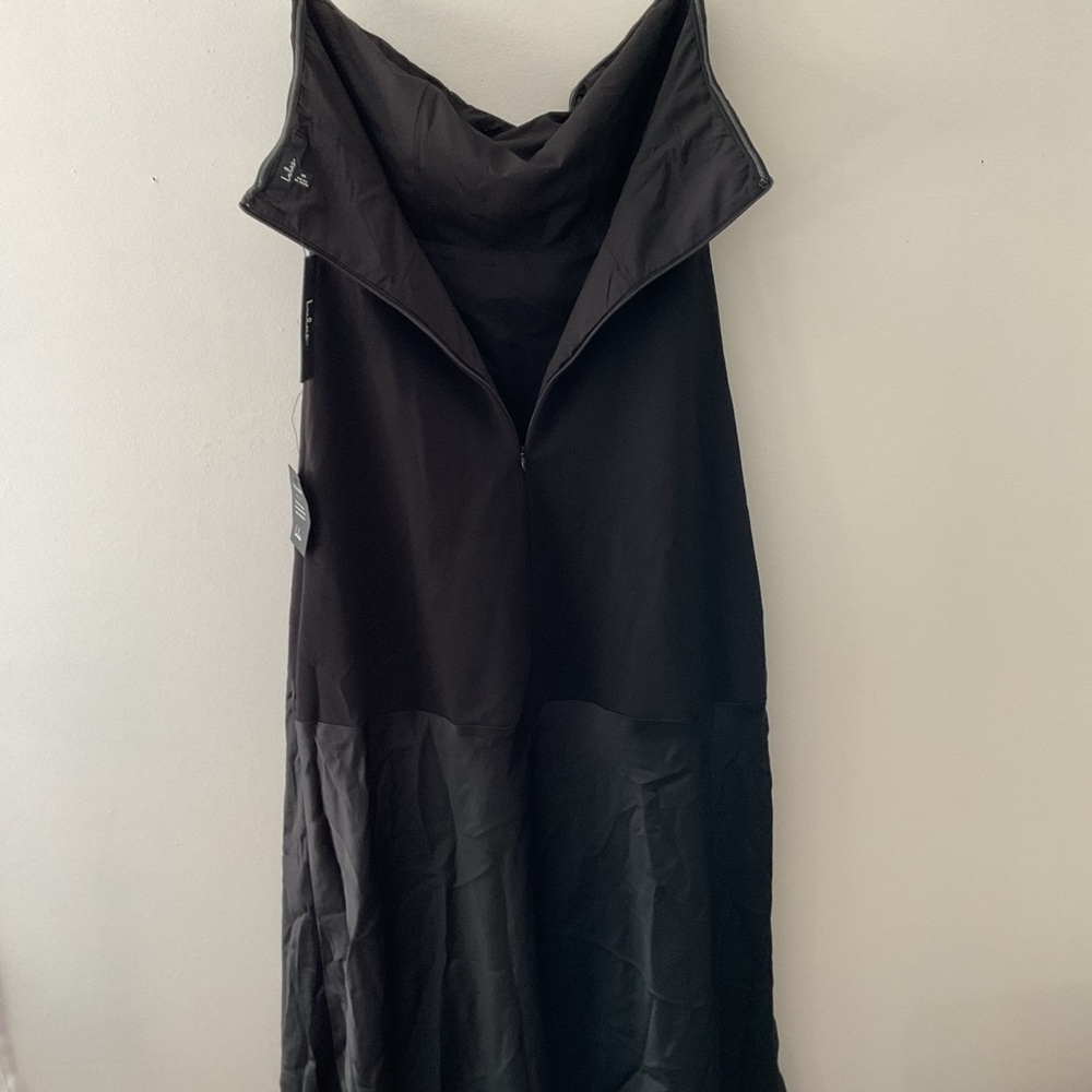 Lulus Compelling Style Black Strapless A-Line Maxi Crepe/Satin Maxi Dress NWT M - Picture 9 of 15